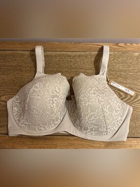 Skims Fits Everybody Lace Full Coverage Lightly Lined Bra Stone Sz 38DDD NEW